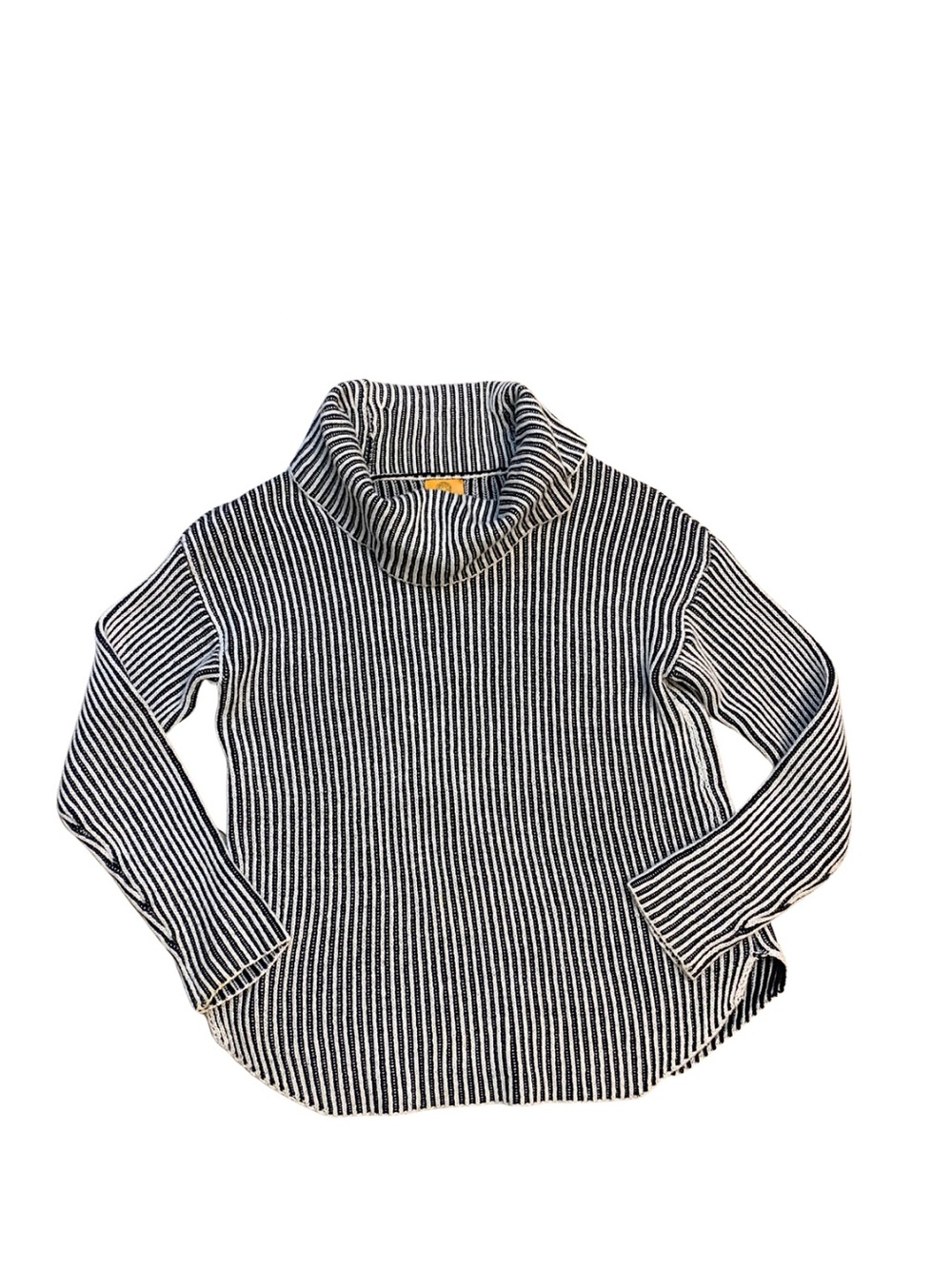 Ruby RD Black White Striped Turtleneck Mock Sweater Classic Preppy Capsule Fall